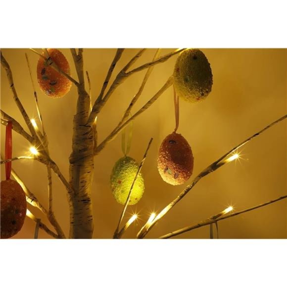 24" Pre-lit White Birch Tree with 10 Easter Egg, 24 Led Lights Battery Operated - Picture 4 of 8
